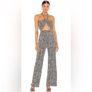 LPA Black and White Twist Halter Jumpsuit